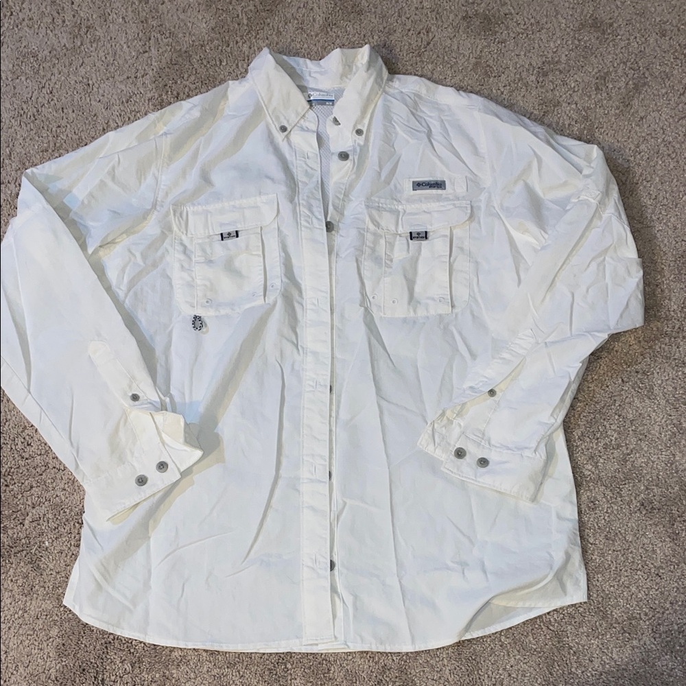 White Button-Up Columbia Shirt